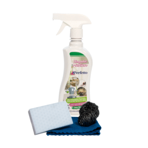 Kit 1 Frasco 500ml + Pano + Esponja aço + Esponja Supergreen Sem Cheiro